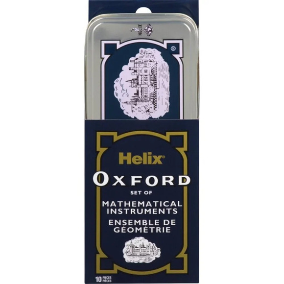 Helix Oxford Set Of Mathematical Instruments Set Dark Blue Vintage Storage Tin - Picture 1 of 6